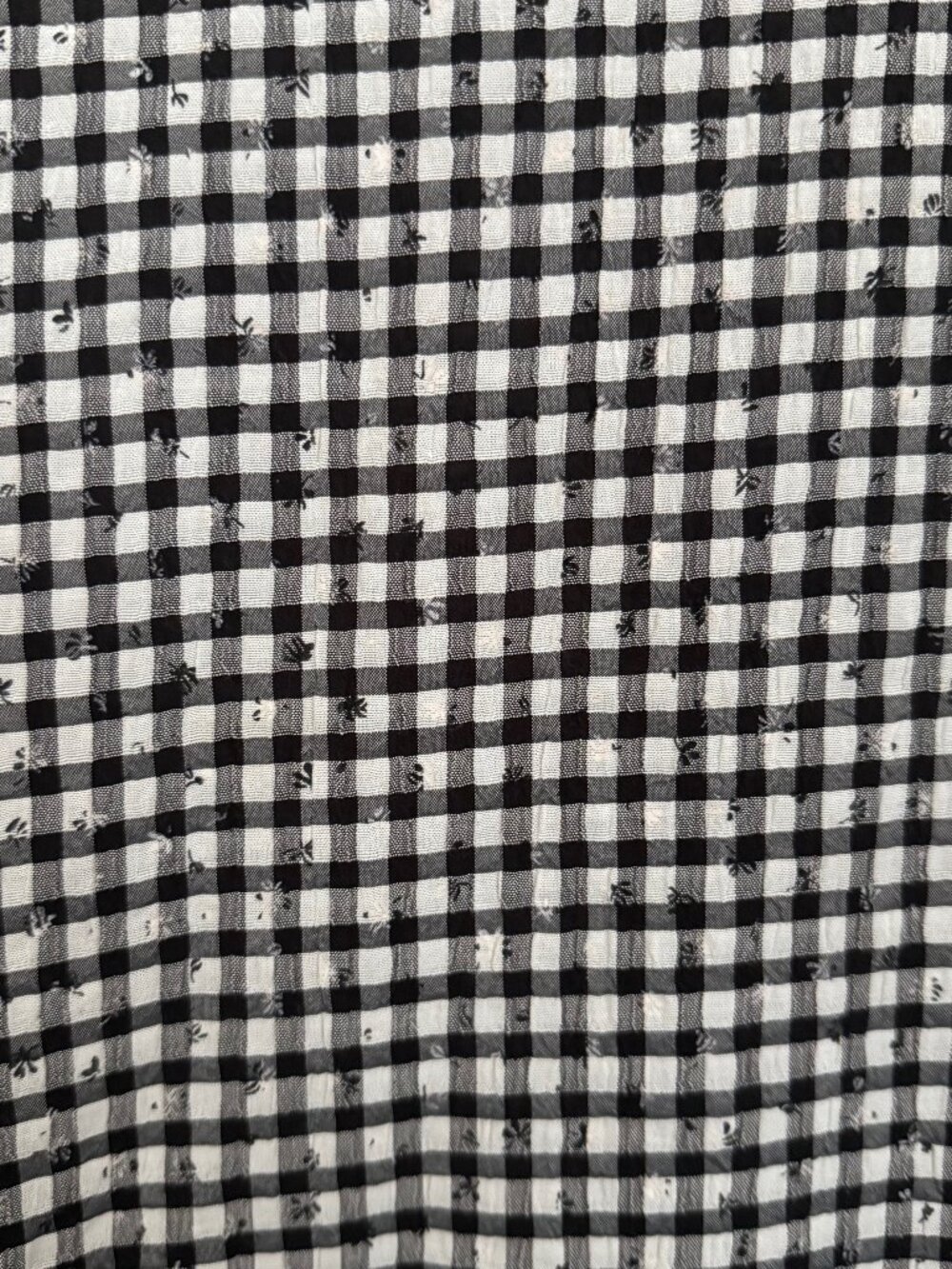 CeCe Tie Sleeve Gingham Top Sz 3X Black Check 3/4 Puff Sleeve Cottagecore Office - Picture 6 of 8